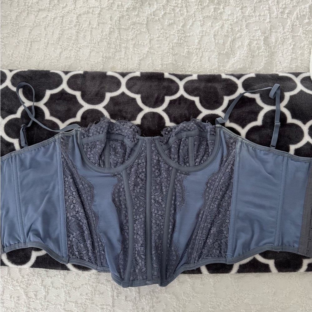 Urban Outfitters Lace Corset Top in Blue